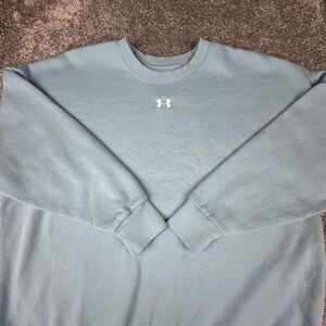 Under Armour Center Logo Sweatshirt Womens Small Regular Pullover Light Blue